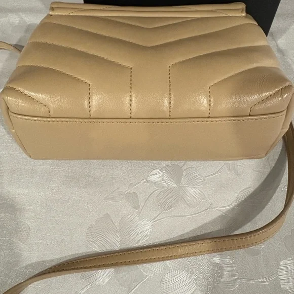 Saint Laurent YSL small Toy Lou Lou Tan beige Leather Crossbody Bag - Picture 12 of 13